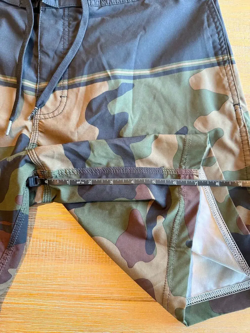 Vans Mens 34 Green Camo Black Boardshorts Swim Trunks Drawstring